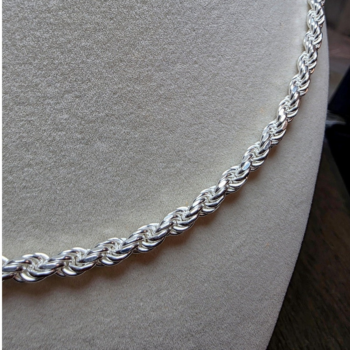 925 Sterling Silver Rope Chain | 26" Length, 5mm, 50g