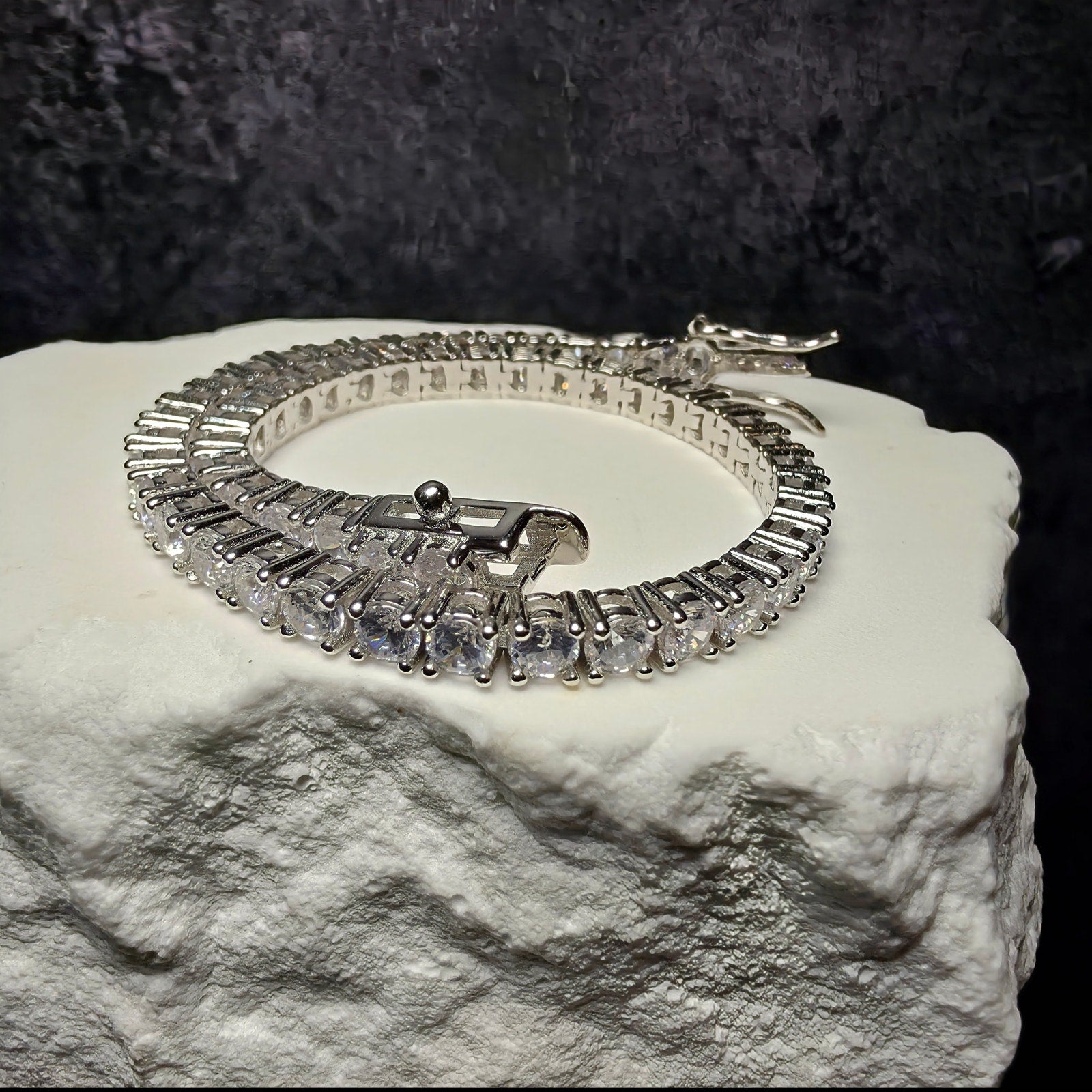 925 Sterling Silver 3.4mm CZ Tennis Bracelet - 7 Inches w/Box Lock