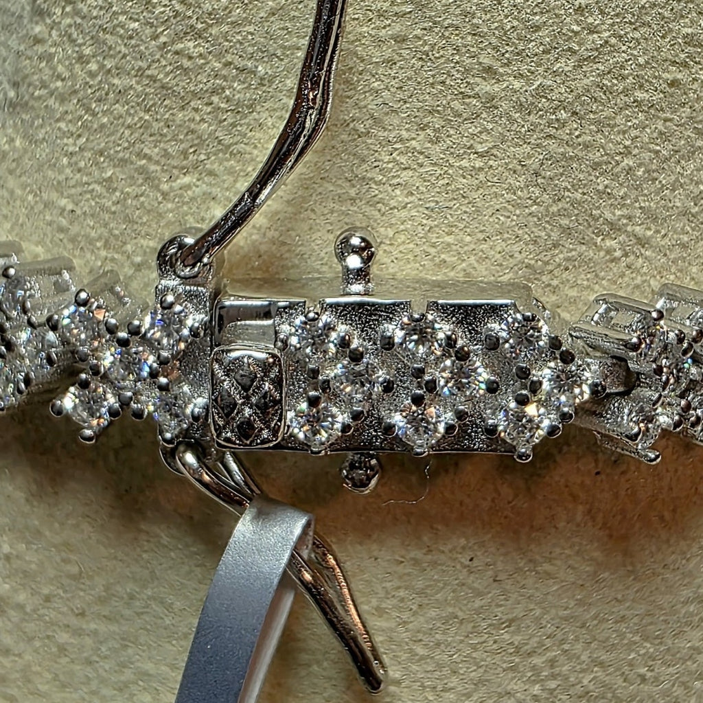 3.87ctw Moissanite Chevron Tennis Bracelet 7.5" 925 Sterling Silver Box Lock