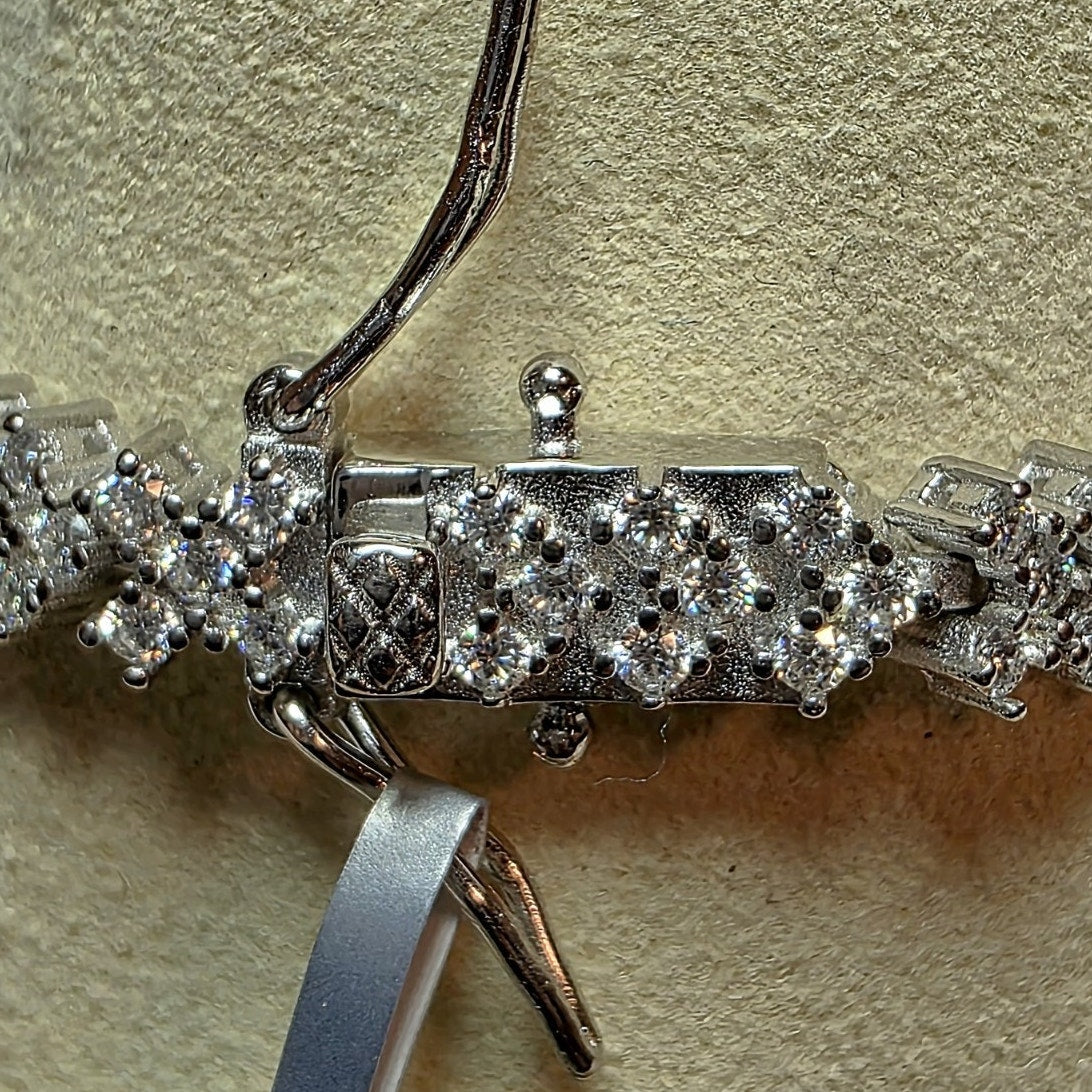 3.87ctw Moissanite Chevron Tennis Bracelet 7.5" 925 Sterling Silver Box Lock