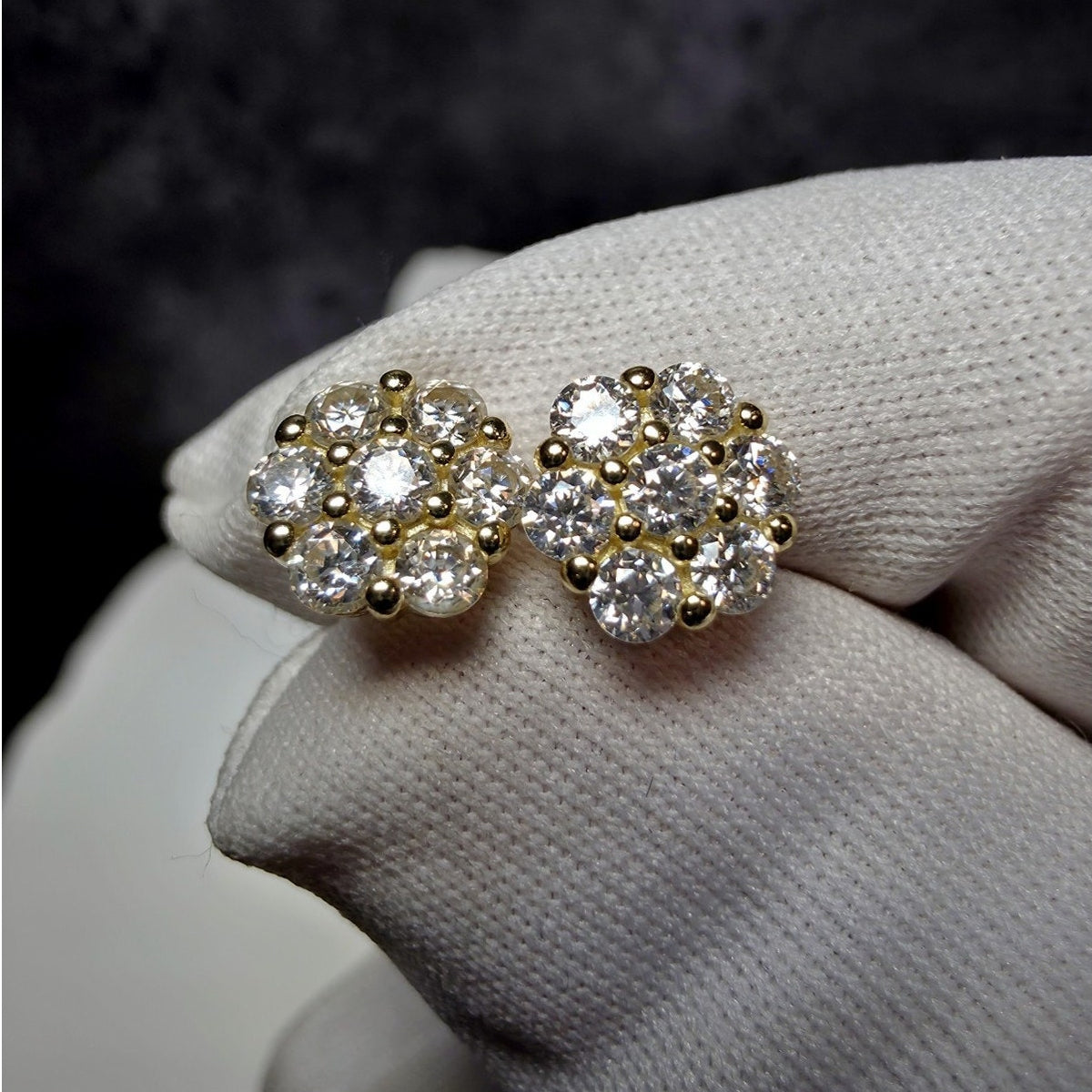 0.94ctw Moissanite Flower Cluster Stud Earrings Gold Over 925 Silver 8mm