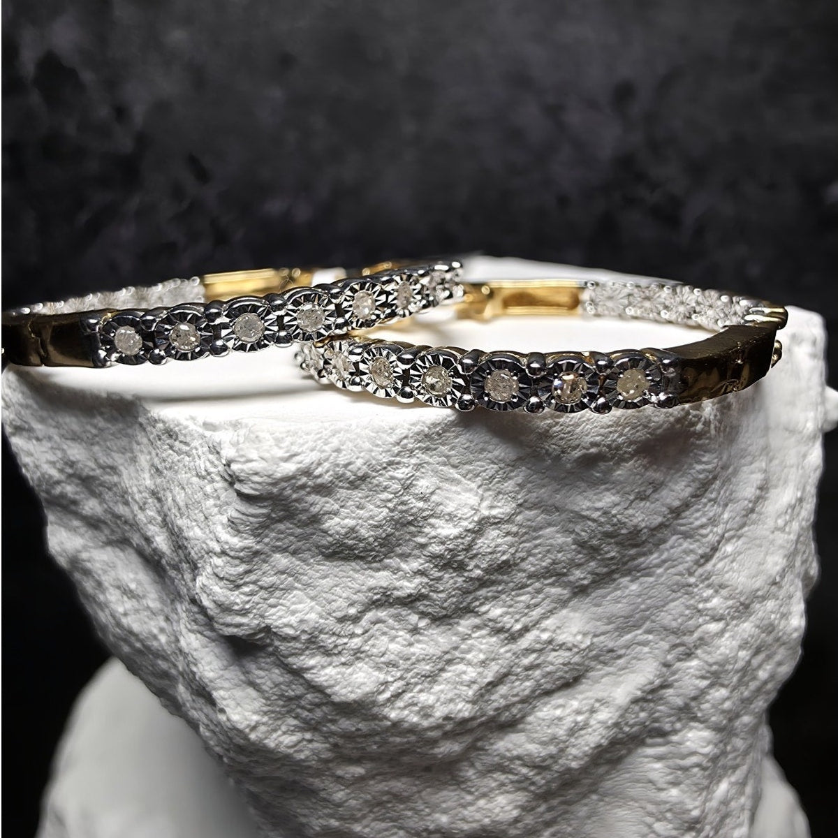 0.25ctw Natural Diamond Inside Out Hoop Earrings Gold Plated 925 Silver 25mm
