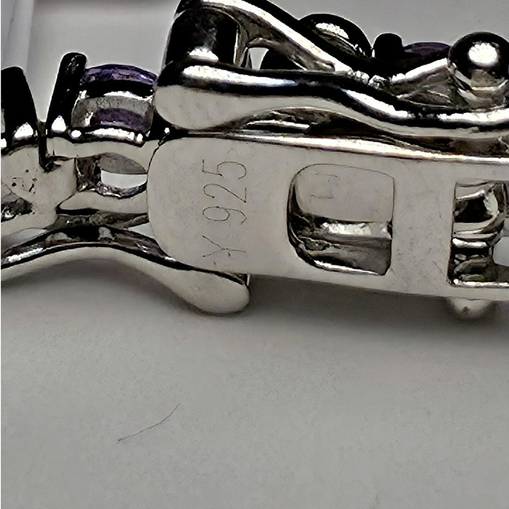 7" 3mm Purple Amethyst Tennis Bracelet 925 Sterling Silver