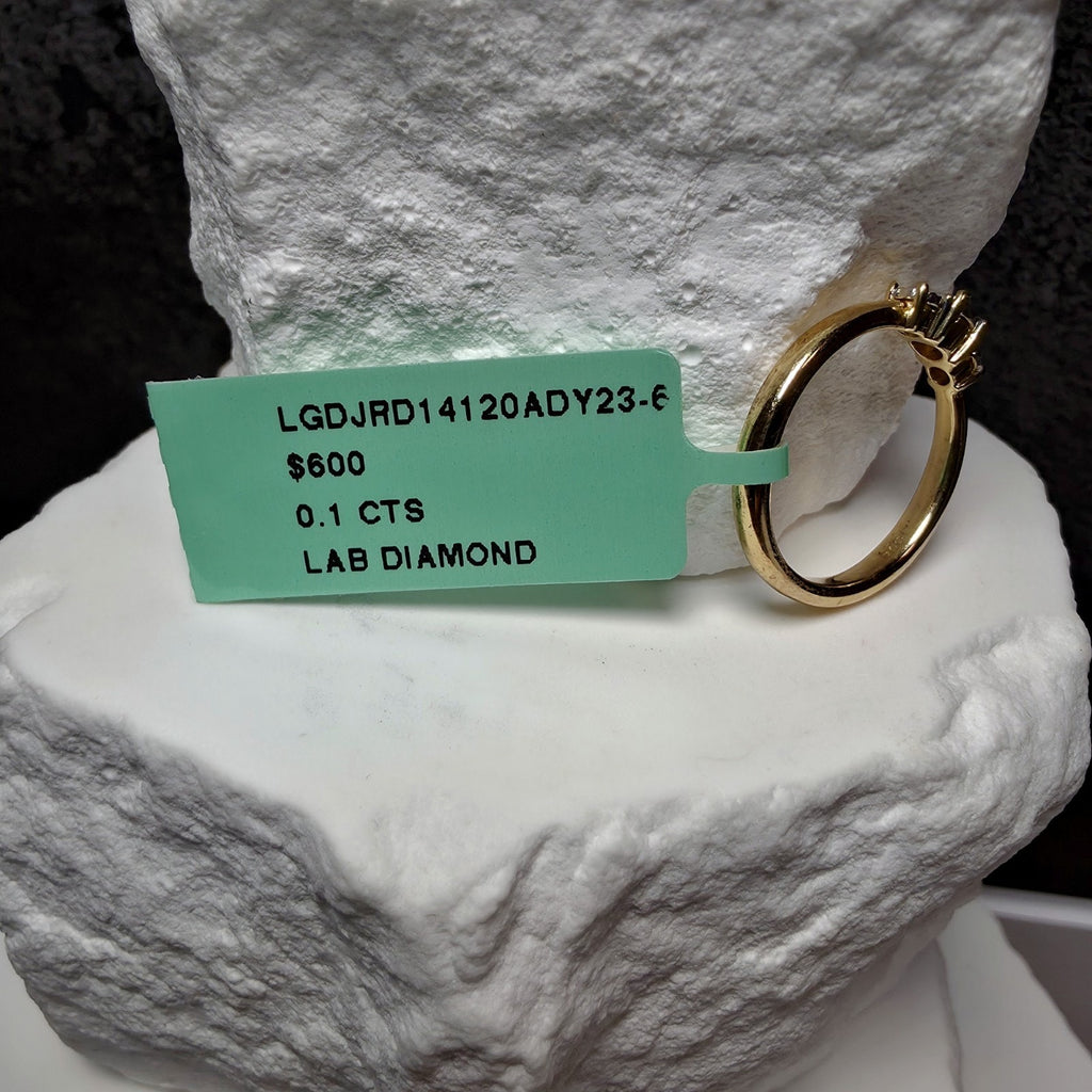 0.10ctw Lab Grown Diamond Past,Present,Future Ring Size 6 Gold Over 925 Silver