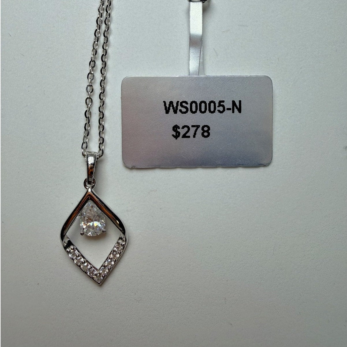 0.6ctw Moissanite Teardrop Pendant 16+2" 925 Sterling Silver