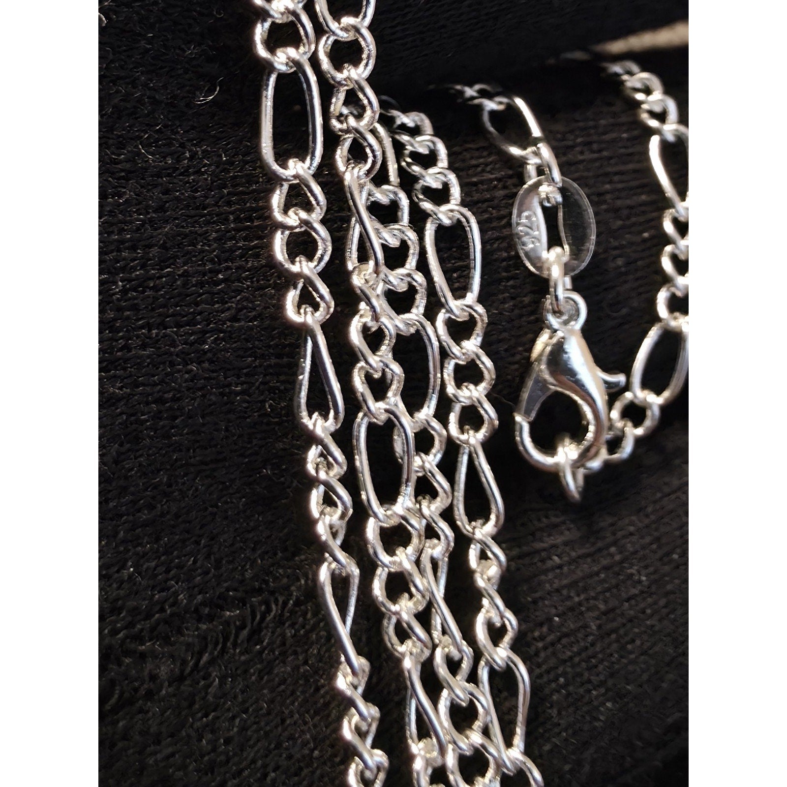 26" Oval Figaro Chain 2.7mm 925 Solid Sterling Silver