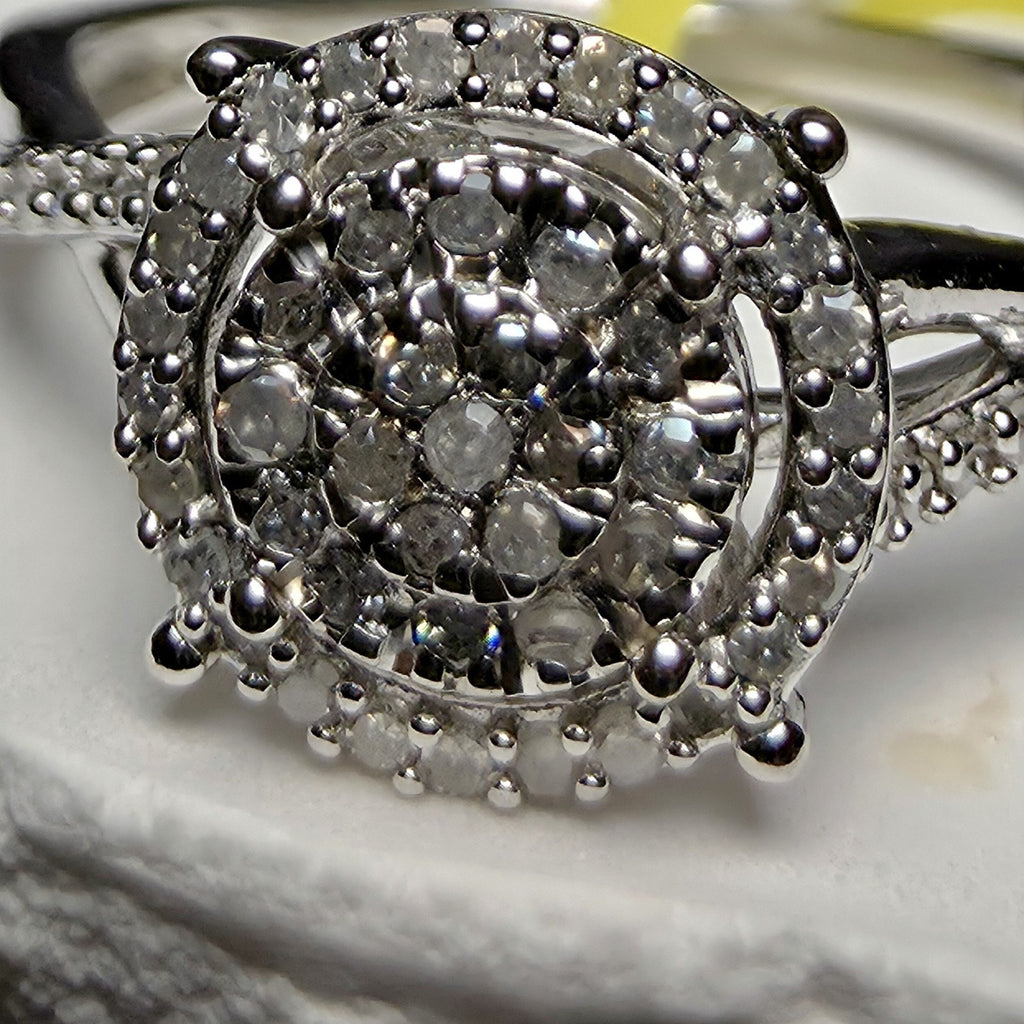 0.25 CTW Natural Diamond Round Cluster Ring in 925 Sterling Silver | Size 7