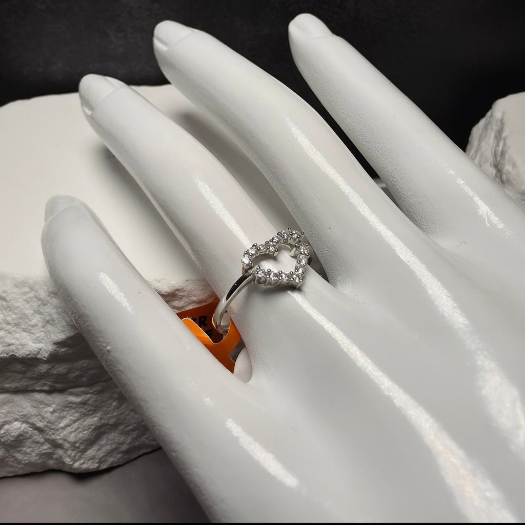 0.25 CTW Moissanite Open Heart Ring in 925 Sterling Silver – Size 7