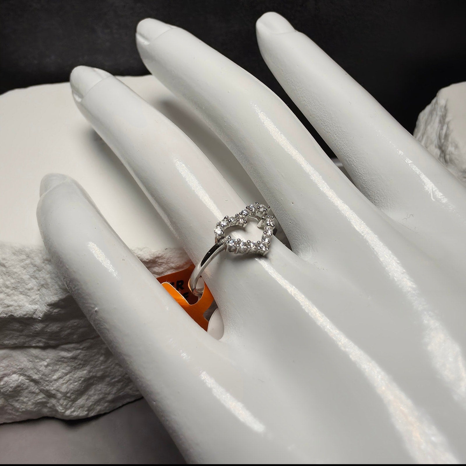 0.25 CTW Moissanite Open Heart Ring in 925 Sterling Silver – Size 7