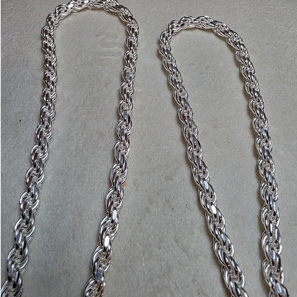 925 Sterling Silver Rope Chain | 26" Length, 5mm, 50g
