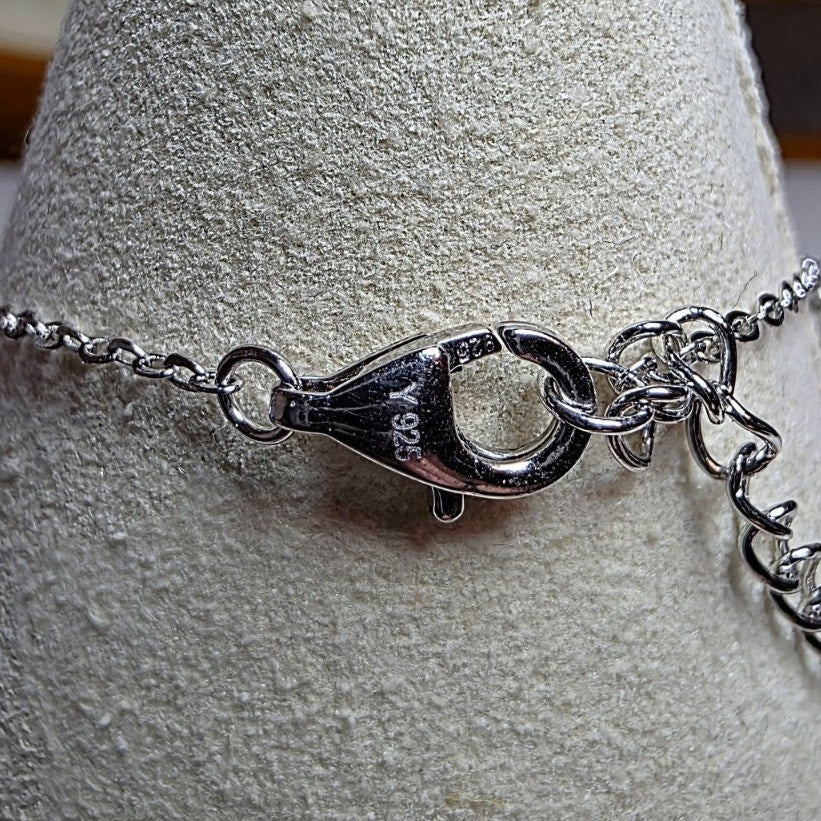 7+1" Black Onyx Station 5-Clover Bracelet Solid 925 Sterling Silver