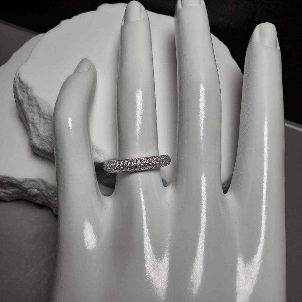 0.89 CTW Moissanite Pavé Band Ring in 925 Sterling Silver – Size 7