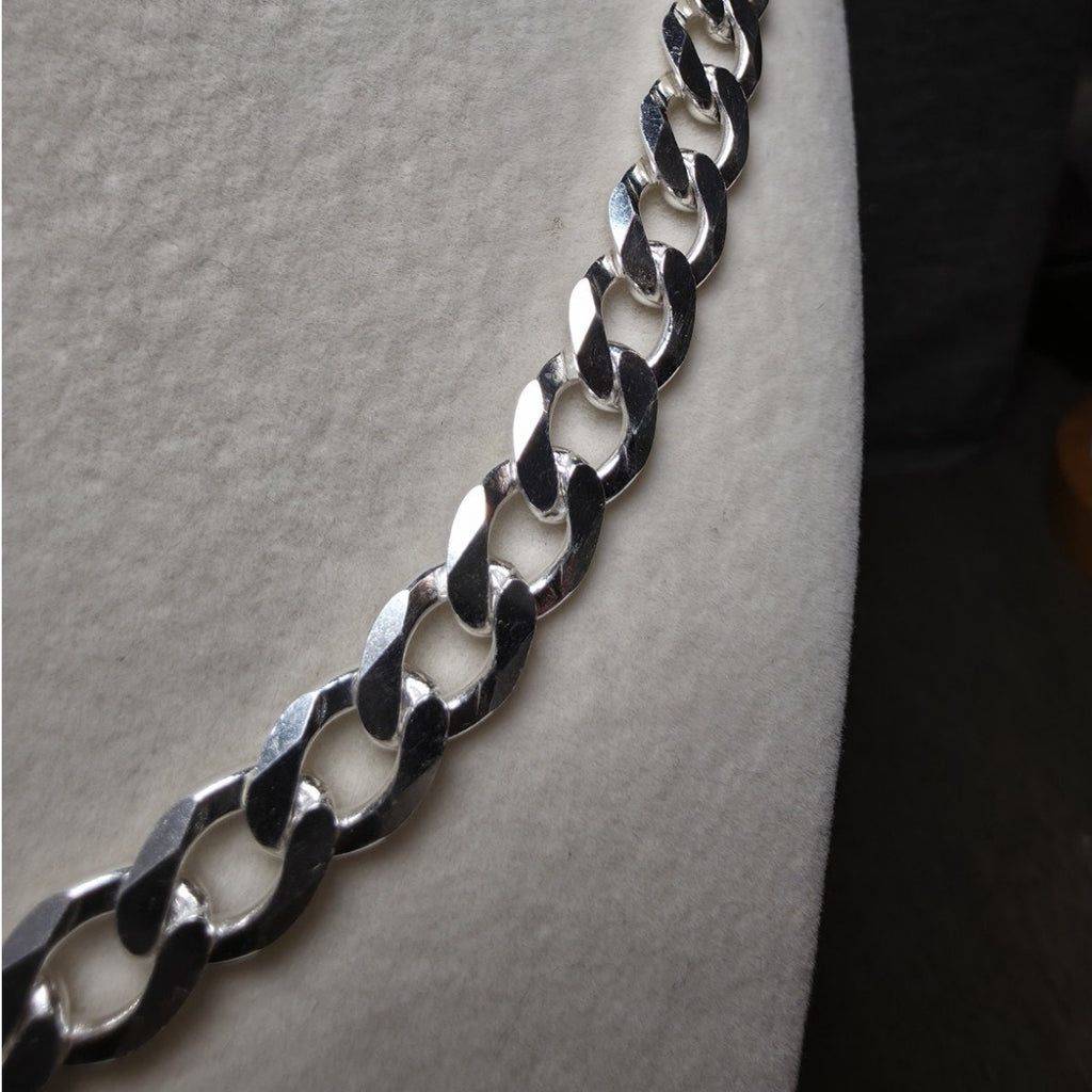 24" Cuban Curb Link Chain 8.8mm 51g Solid 925 Sterling Silver Italy