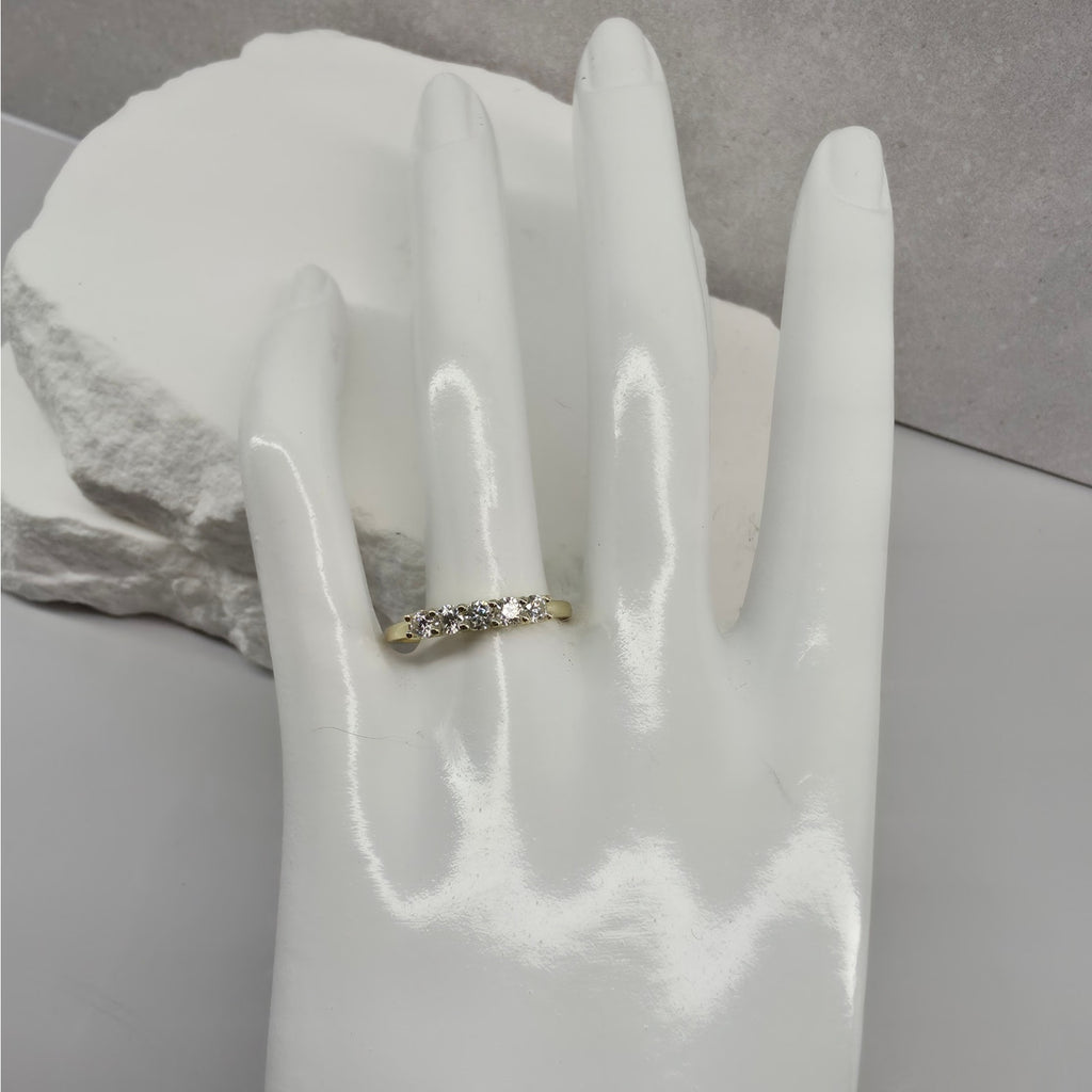 Size 7 or 9- 0.53ctw Moissanite Half Eternity Ring Gold Plated Silver GRA