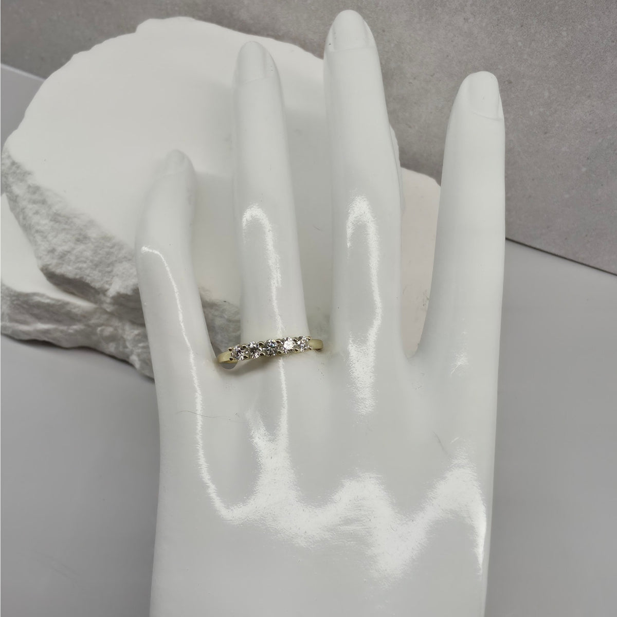 Size 7 or 9- 0.53ctw Moissanite Half Eternity Ring Gold Plated Silver GRA