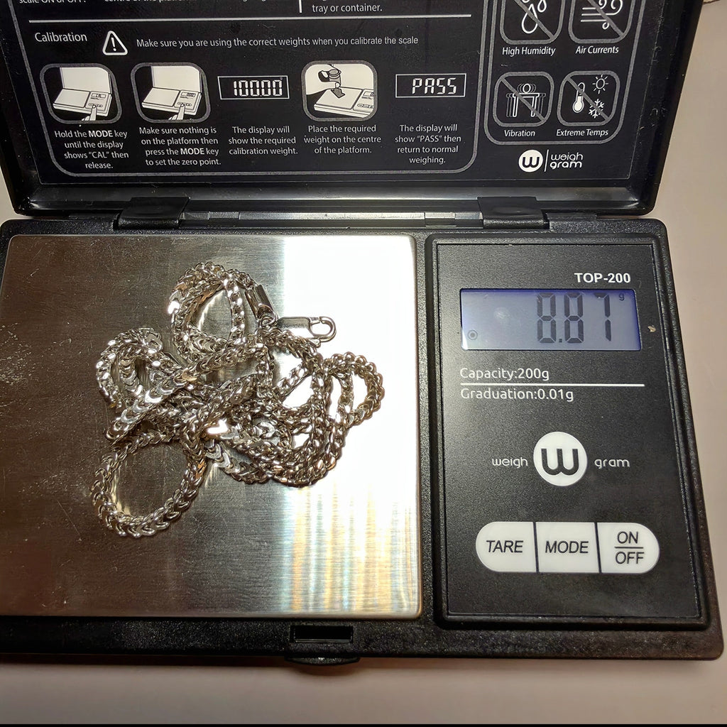 2.6mm Franco Chain in Solid 925 Sterling Silver w/Rhodium  – 24 Inch (8.87g)