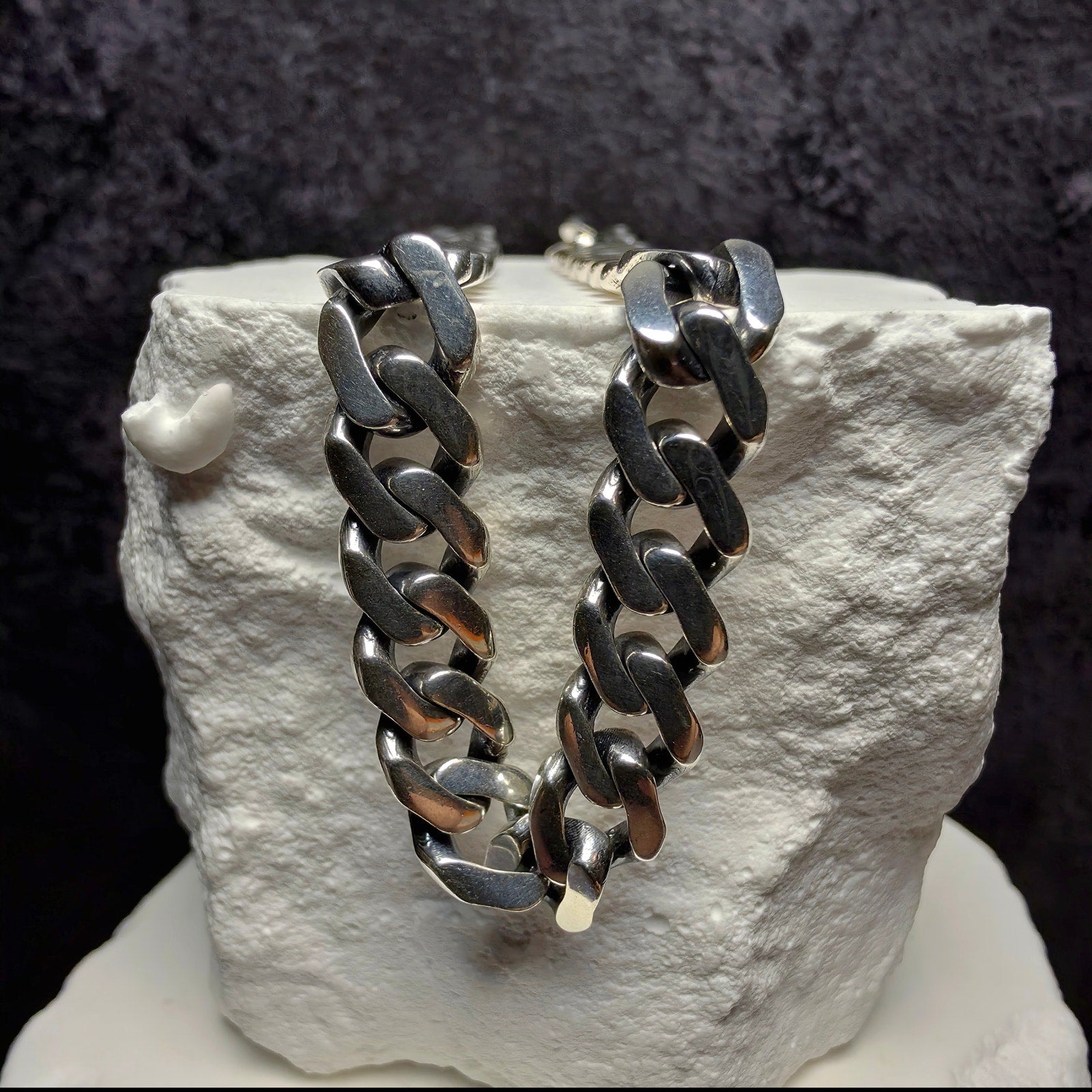 Solid 925 Sterling Silver 22" Monaco Cuban Chain – Rhodium Plated, 7.35mm, 46.1g
