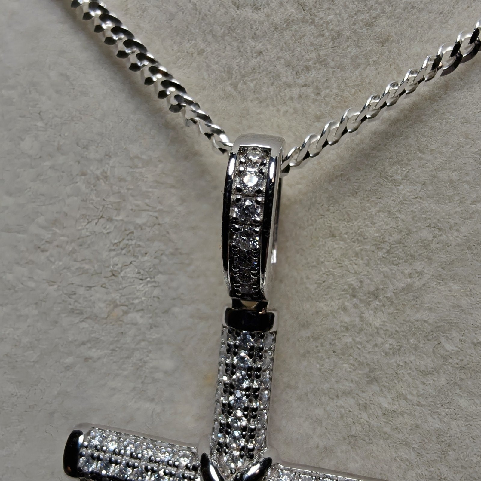 0.64 ctw Moissanite Cross Pendant & 24" 2mm Cuban Necklace - 925 Sterling Silver