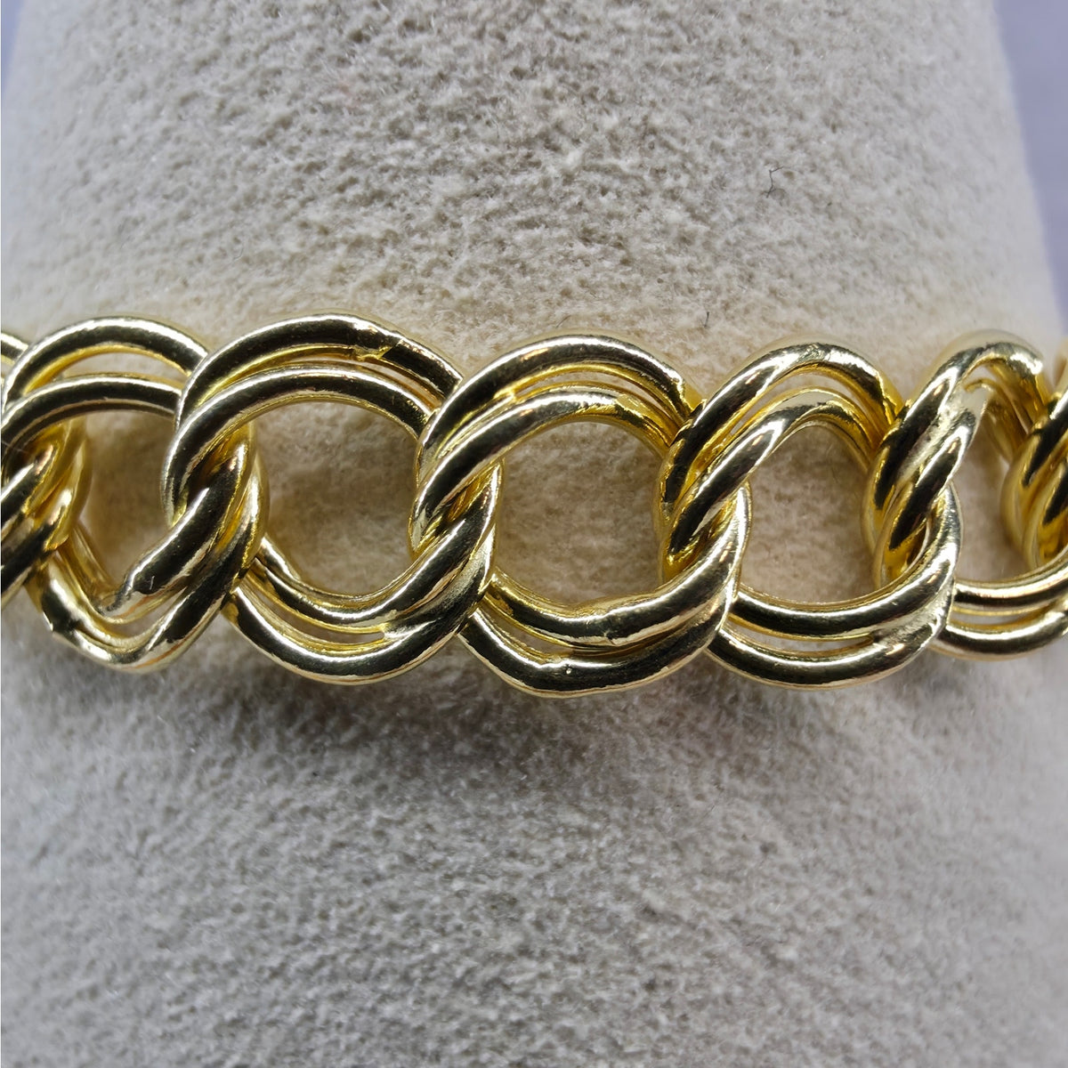 7.5" 8.8mm Double Curb Link Bracelet 7.2g 14K Gold Plated 925 Silver