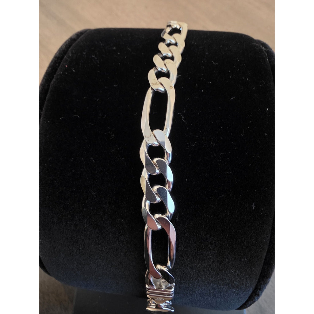 7" 925 Italian Silver Figaro Bracelets 9.4mm 21.78g 925 Sterling Silver