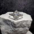 1.68Ctw D Color VVS1 Marquise Moissanite Solitaire Ring with Accents | Size 7