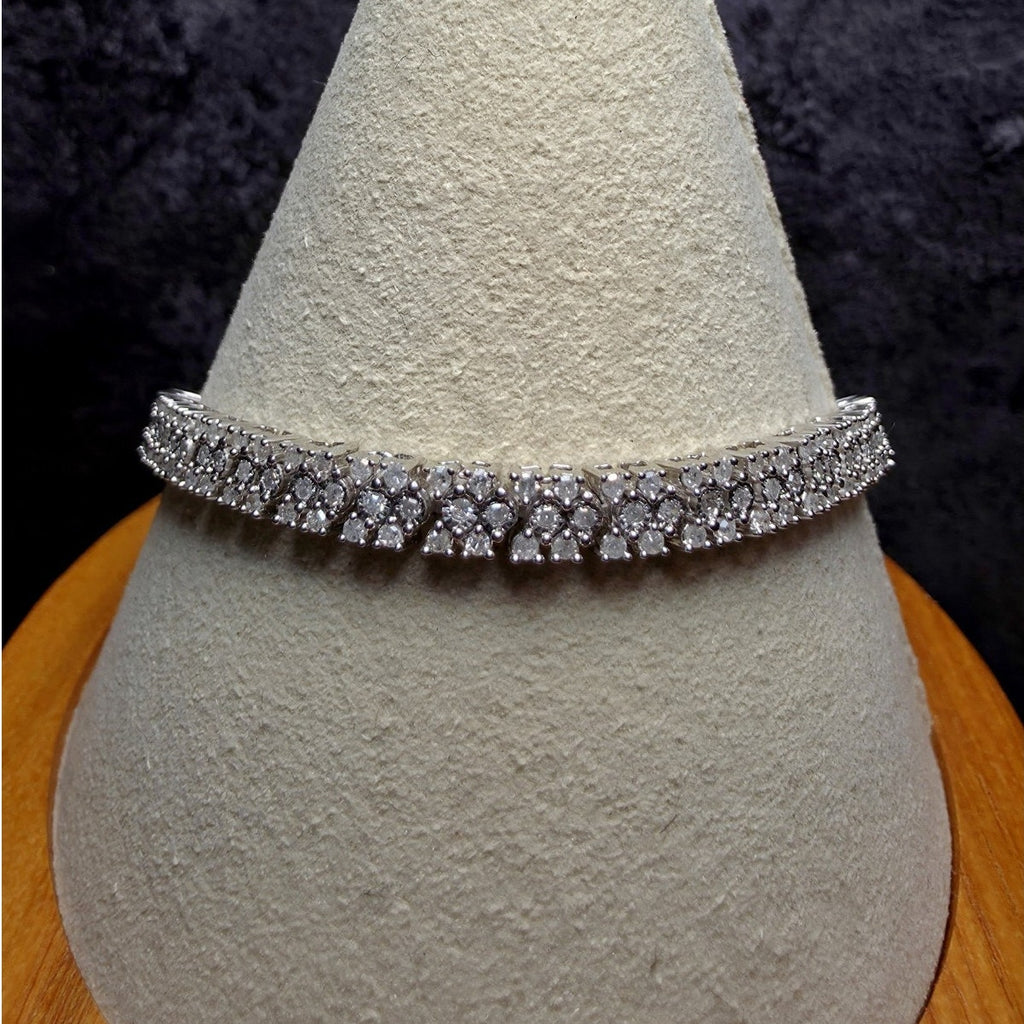1ctw Lab Diamond Cluster Tennis Style Bracelet Solid 925 Silver 7.5" 4.8mm