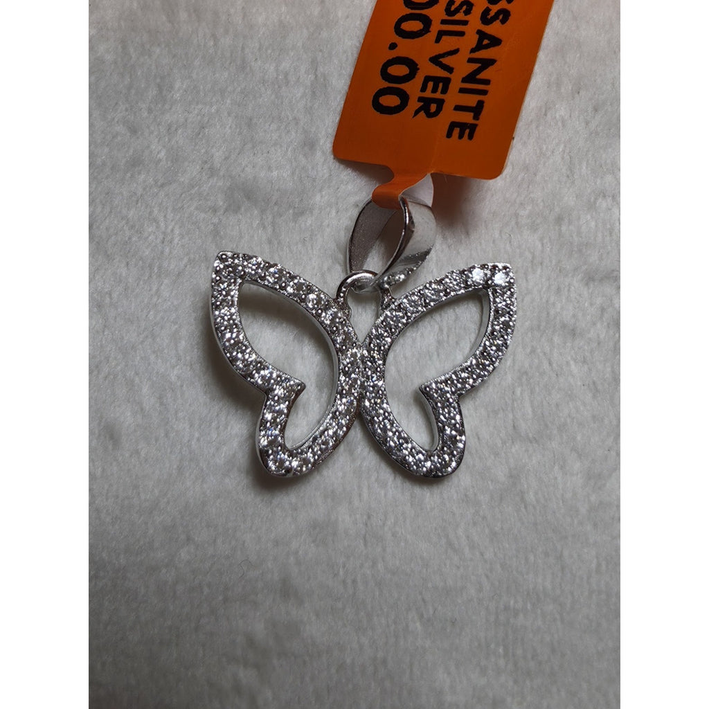 Moissanite Butterfly Pendant 1.50 CTW 925 Sterling Silver