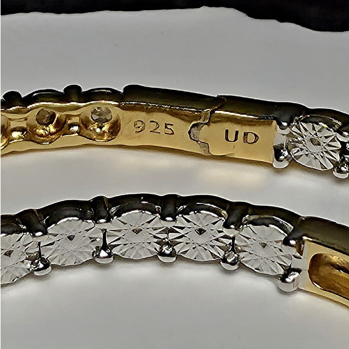 0.25ctw Natural Diamond Inside Out Hoop Earrings Gold Plated 925 Silver 25mm
