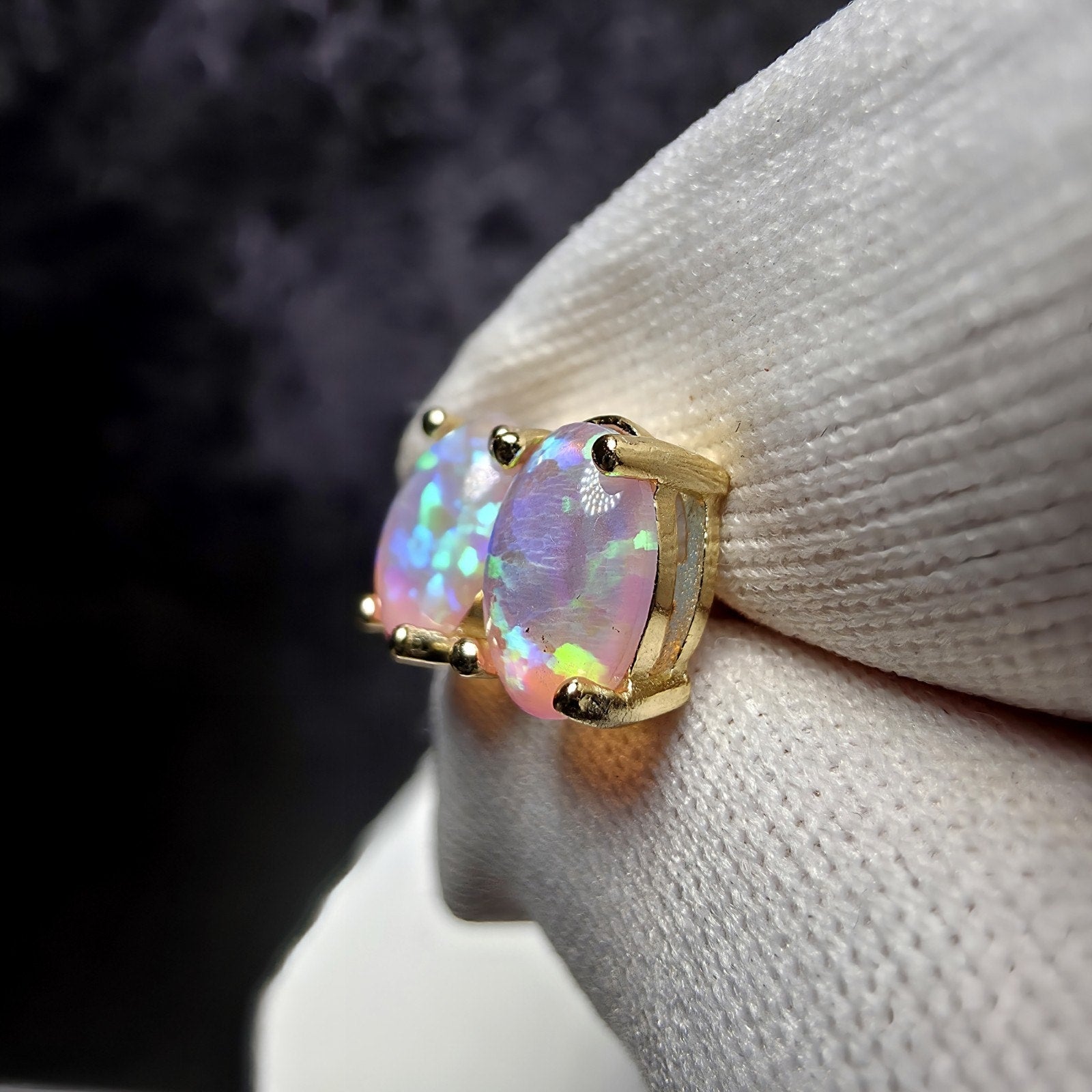 5mm Fire Opal Stud Earrings Gold Over 925 Sterling Silver w/Push Backs