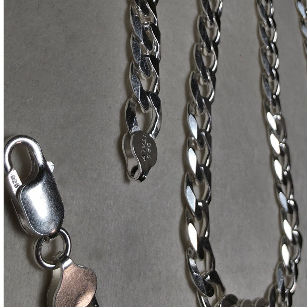 24" Cuban Curb Link Chain 8.8mm 51g Solid 925 Sterling Silver Italy