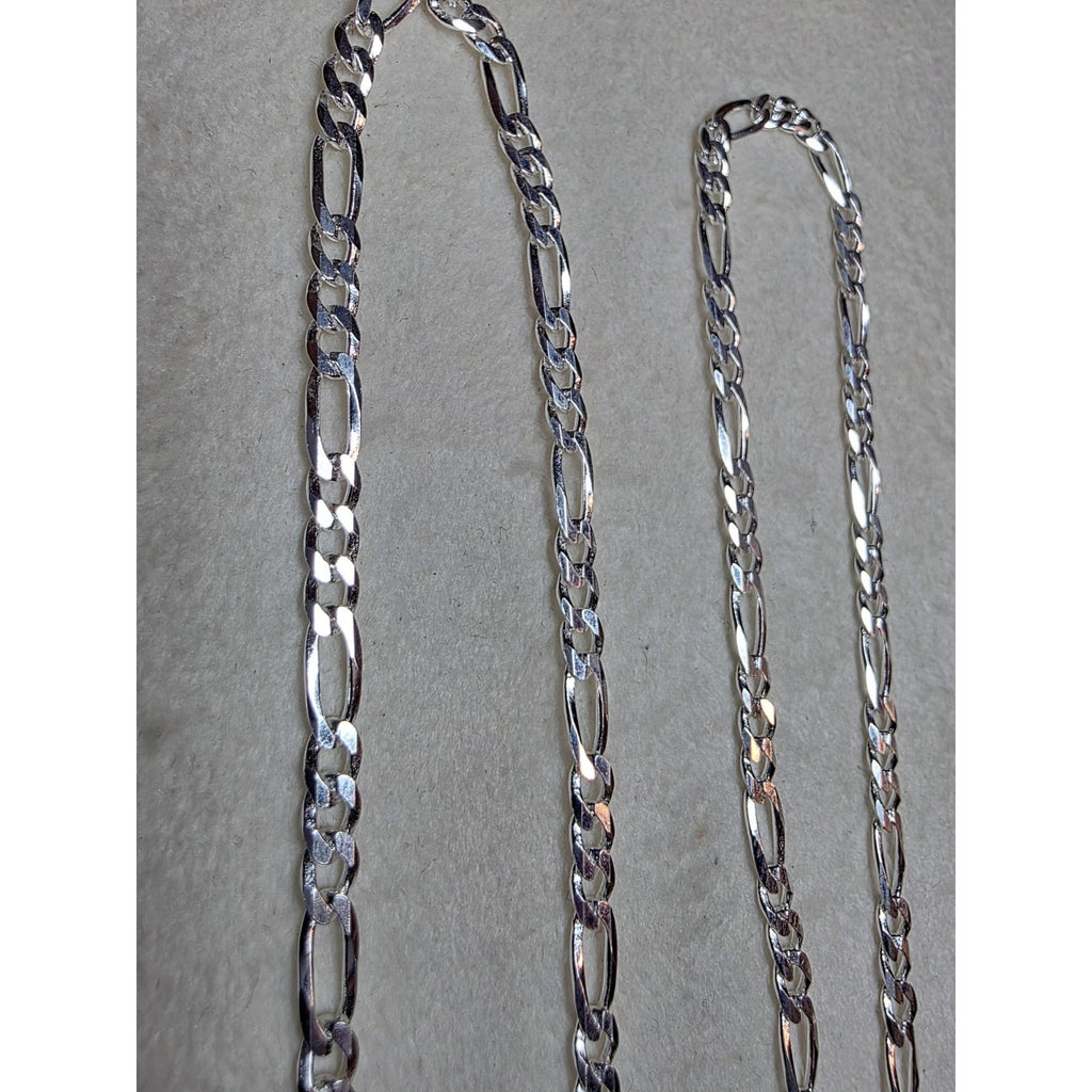 22" 3.5mm Figaro Solid 925 Sterling Silver