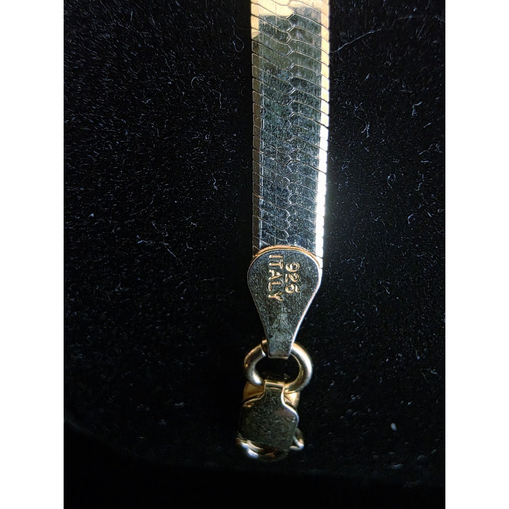 8" Reversable Herringbone Bracelet 4.5mm Gold over 925 Italian Silver