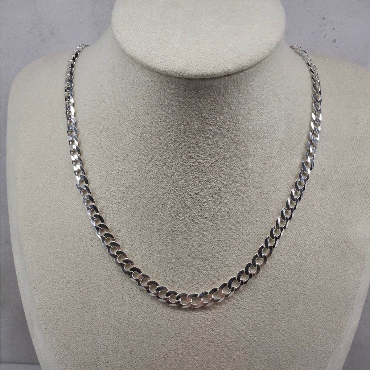 22" Flat Cuban Curb Chain 6.1mm 925 Sterling Silver 20.6g