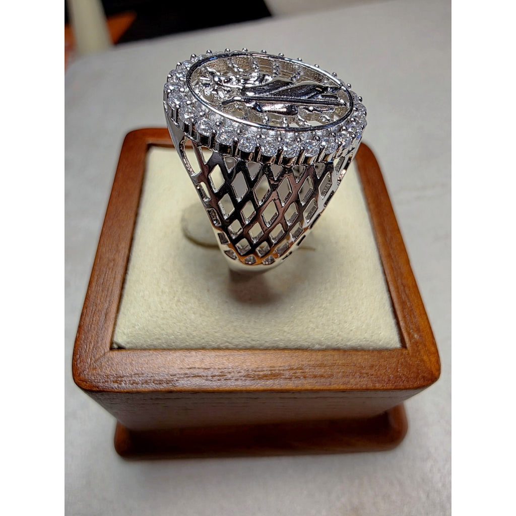 S11 Saint Jude Moissanite Halo Signet Ring 925 Sterling Silver Stamped