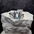 Natural Aquamarine Ring 1.85CT Emerald Cut with Moissanite & White Topaz Size 8