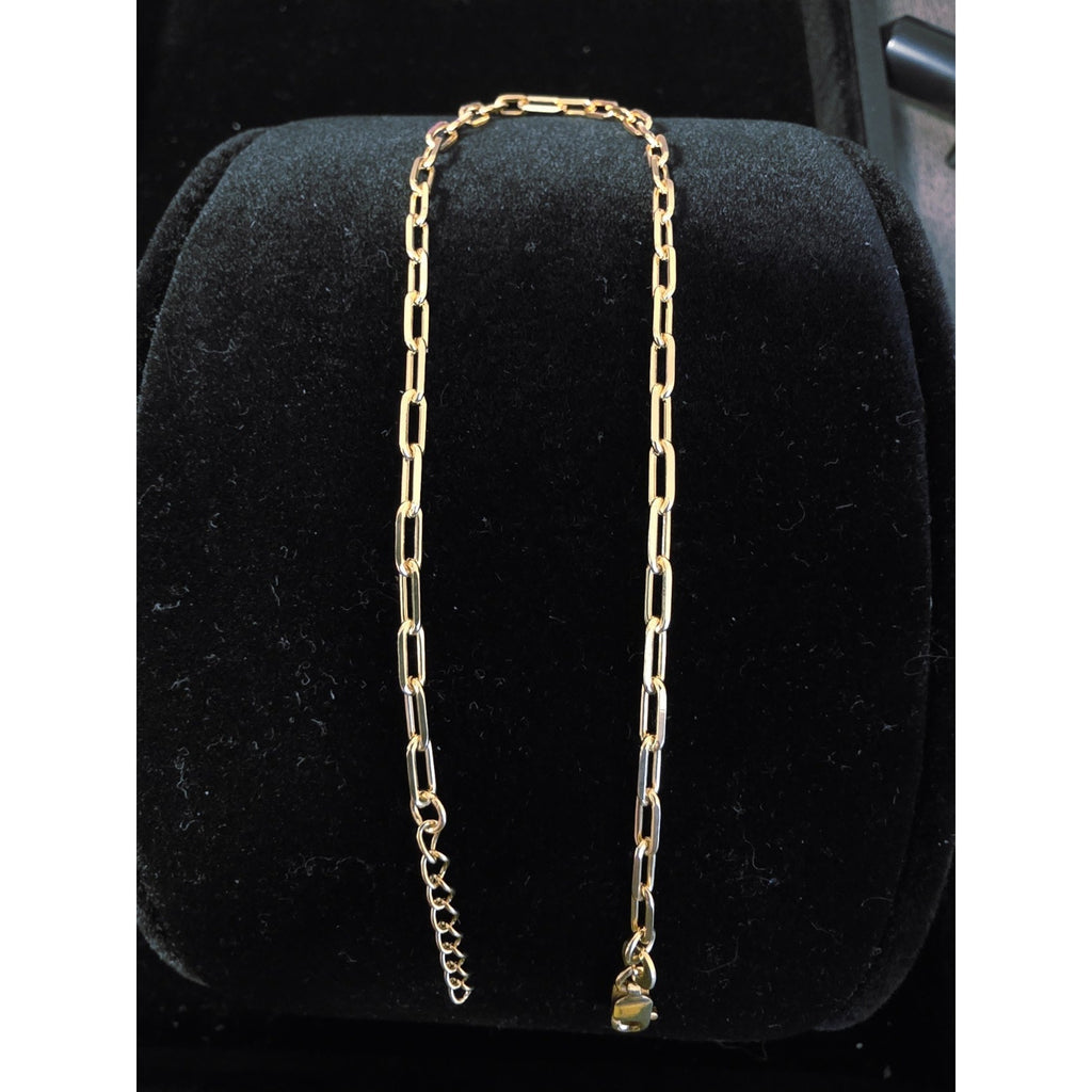 Paperclip Anklet 9-10" Adjustable 2.7mm Gold over 925 Sterling Silver