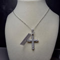 2.2CTW Moissanite Cross Pendant in 925 Sterling Silver | 24" 2mm Figaro Necklace