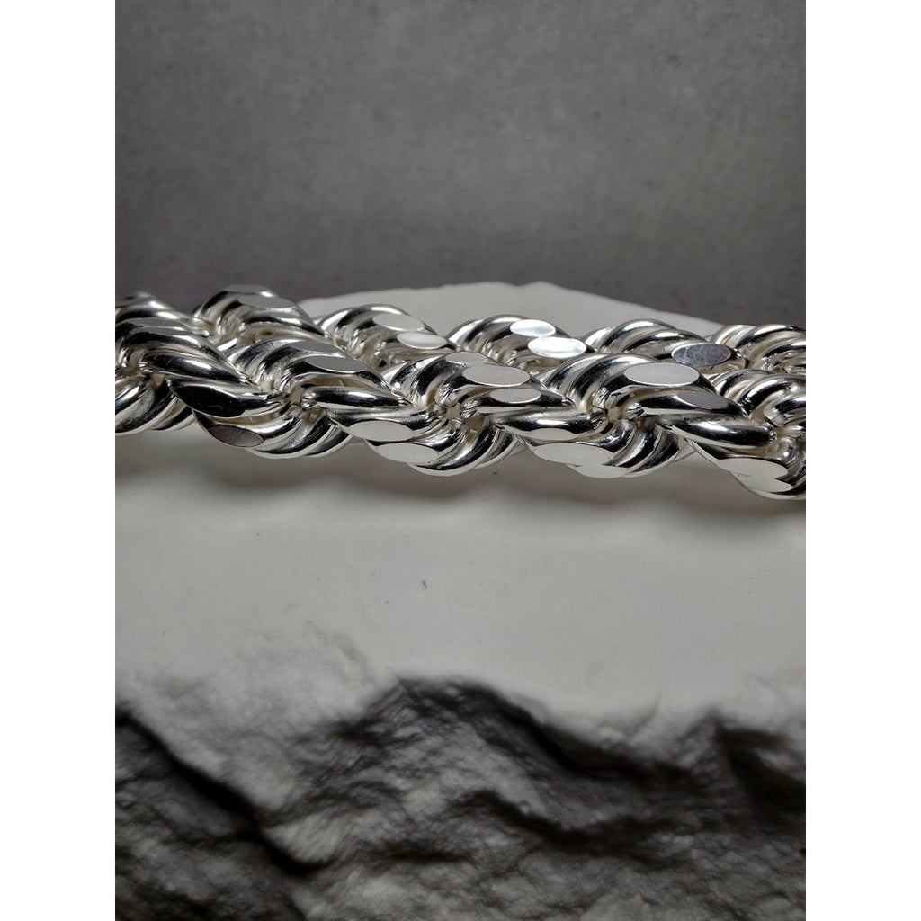 24" 10.1mm 91g Diamond Cut Rope Chain Solid 925 Sterling Silver w/Velvet Box