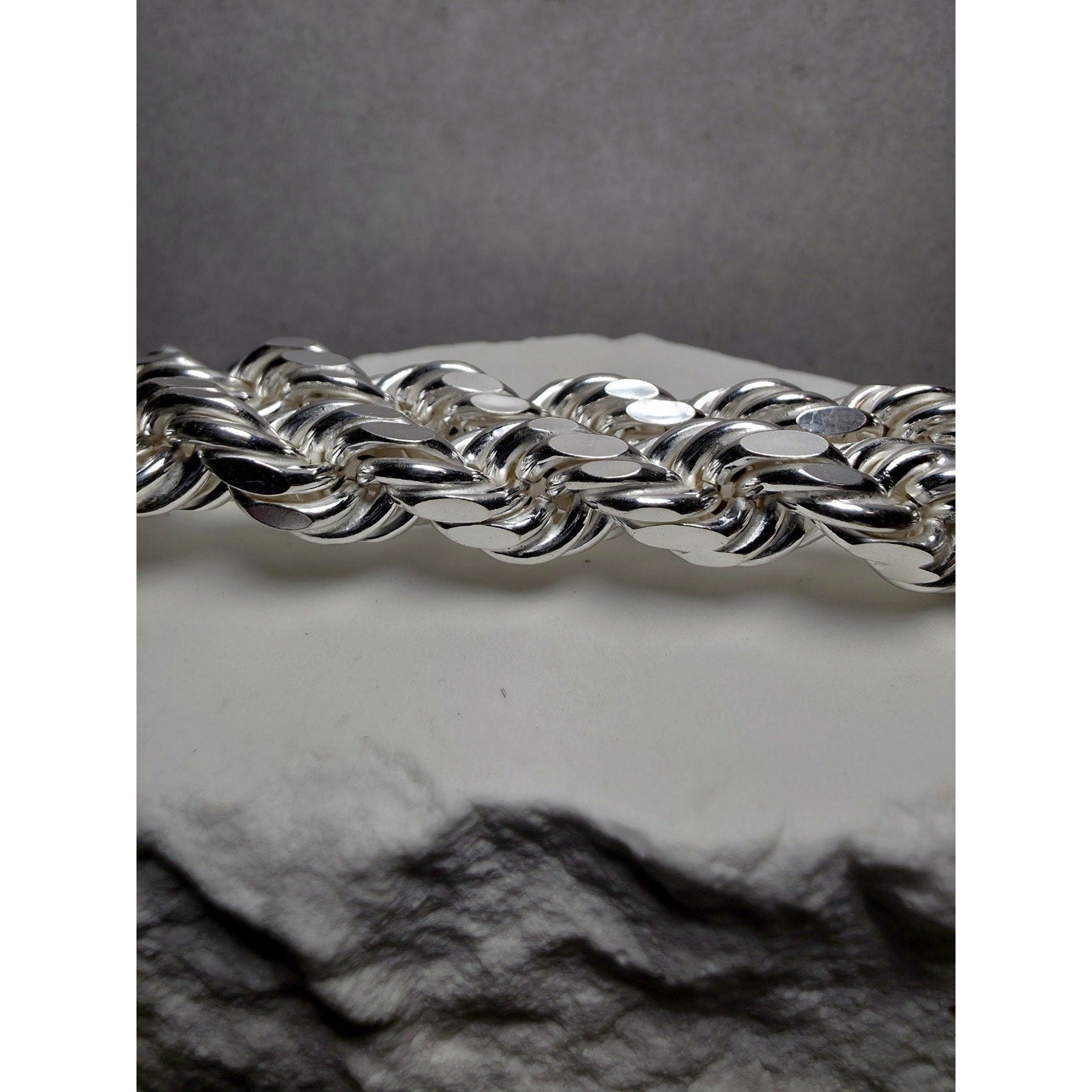 24" 10.1mm 91g Diamond Cut Rope Chain Solid 925 Sterling Silver w/Velvet Box