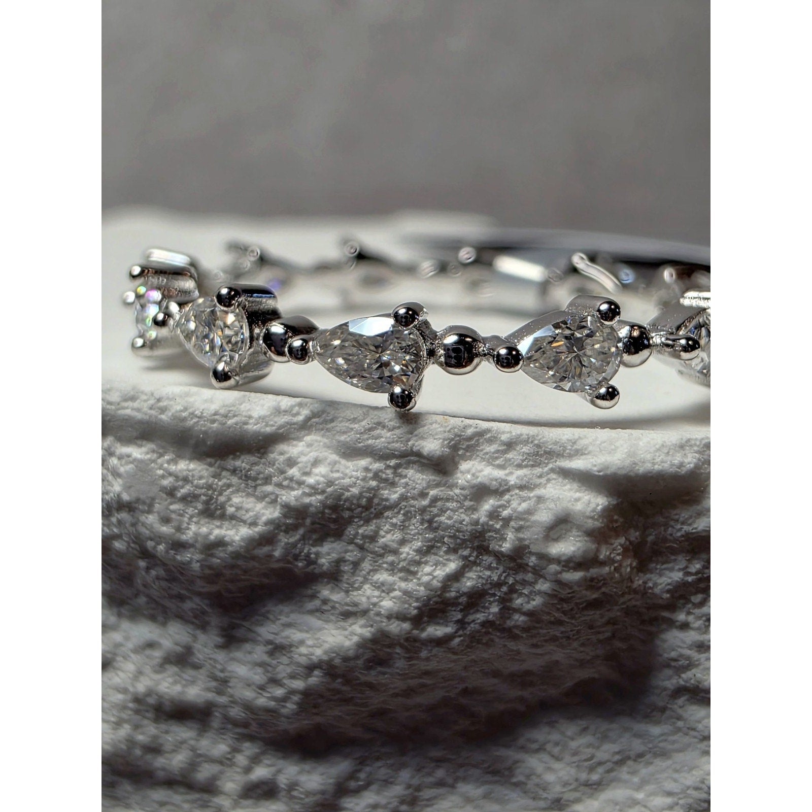 S7 0.93ctw Moissanite Marquise Eternity Band 925 Sterling Silver w/Solid Back