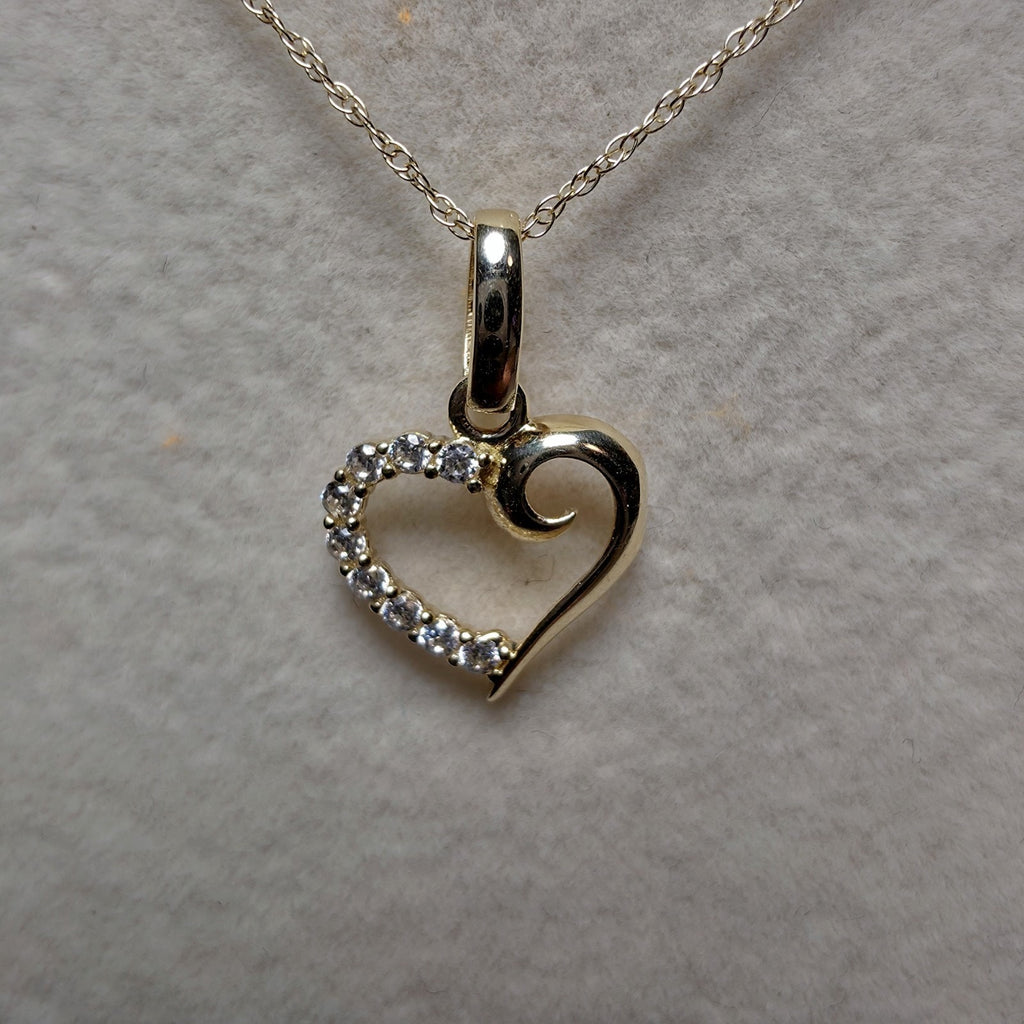 Solid 10K Yellow Gold Open Heart Pendant & 10k Singapore Necklace – 16 Inches