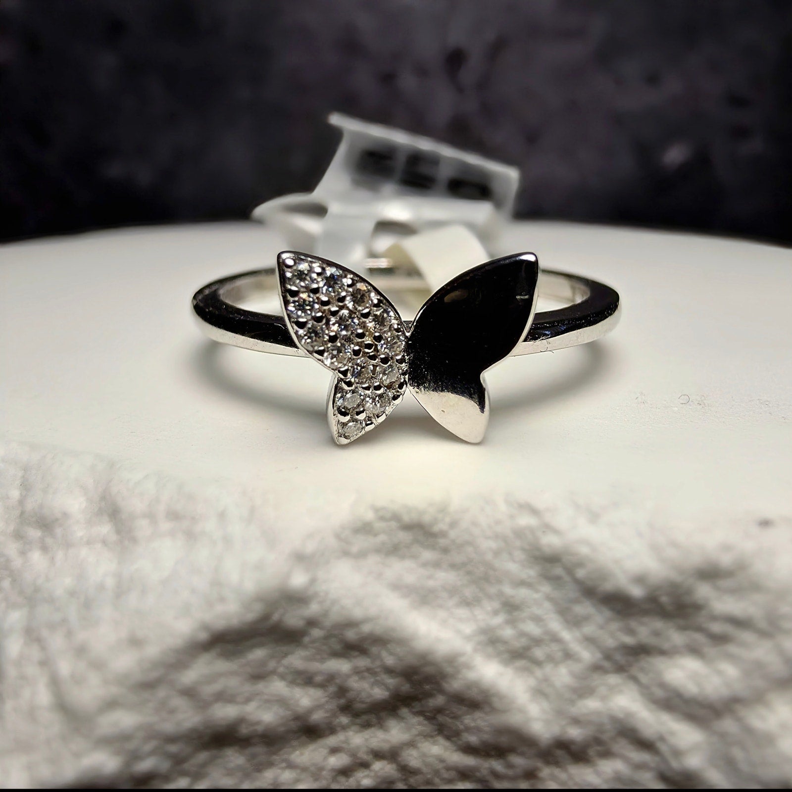 925 Sterling Silver Pavé Moissanite Butterfly Ring – Size 8 (1.00 CTW)