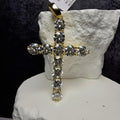11.00 CTW VVS1 D Color Moissanite Cross Pendant in 14K Gold Over Silver
