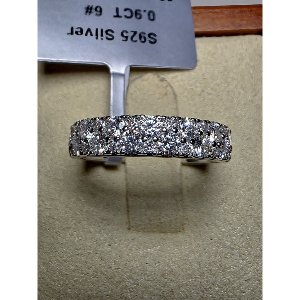 0.9ct Moissanite Two-Row Half Eternity Band 925 Sterling Silver