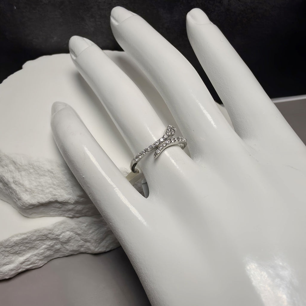 1.00 CTW Moissanite Snake Bypass Ring in 925 Sterling Silver - Size 7