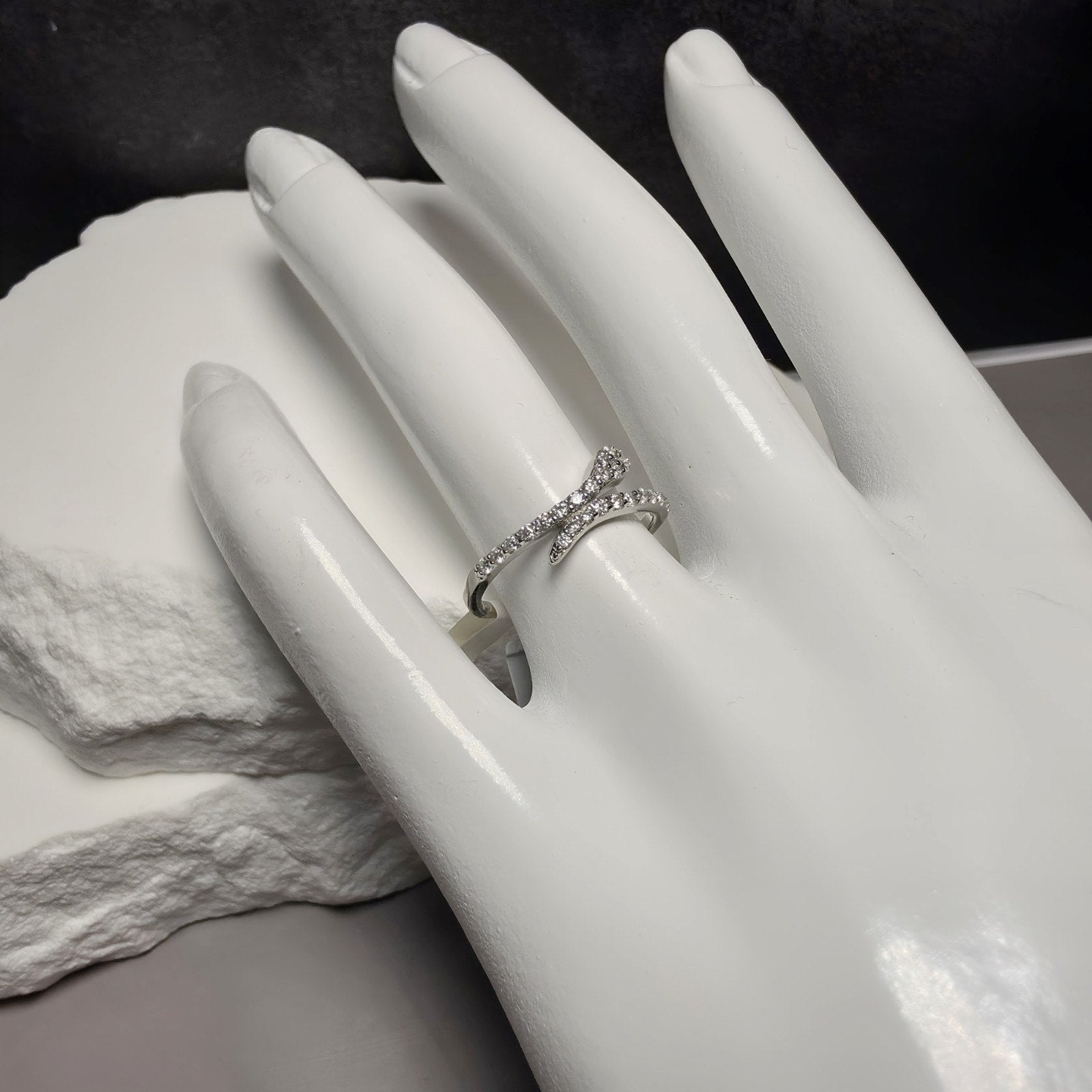 1.00 CTW Moissanite Snake Bypass Ring in 925 Sterling Silver - Size 7