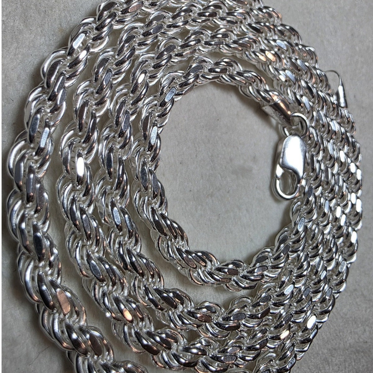 925 Sterling Silver Rope Chain | 26" Length, 5mm, 50g