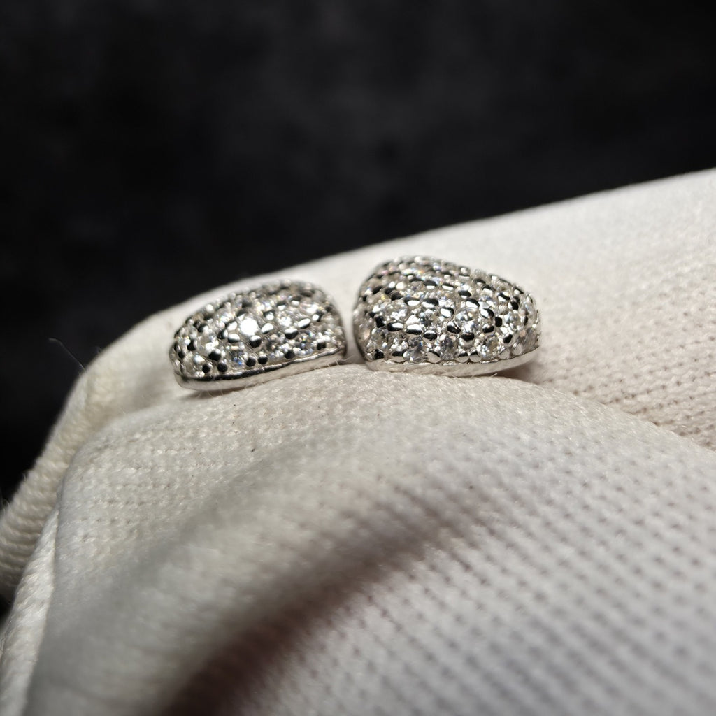 0.42 CTW Pavé Moissanite Heart Stud Earrings in 925 Sterling Silver
