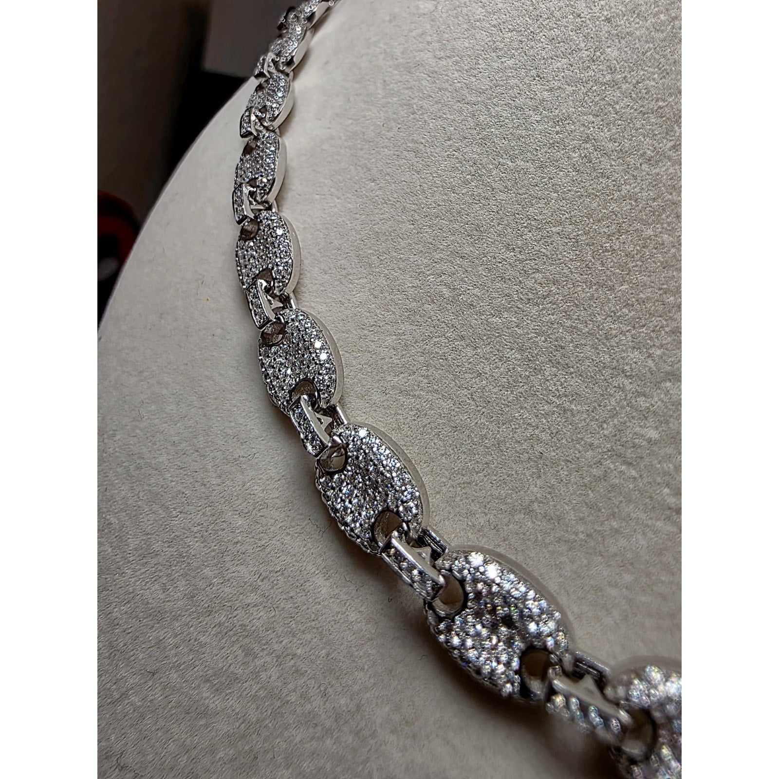 24" 8mm Moissanite Puffed Mariner Chain 52.49g 925 Sterling Silver