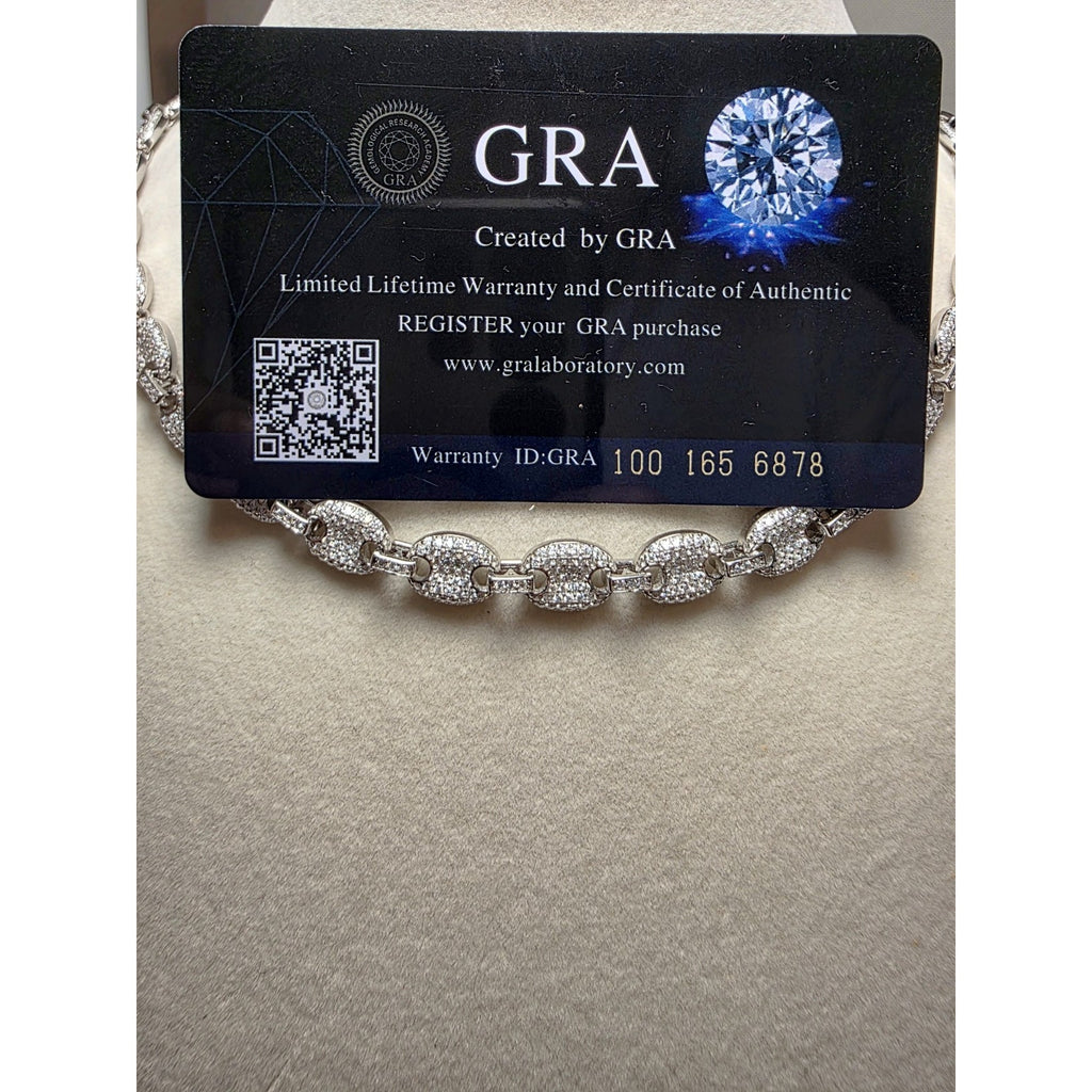 24" 8mm Moissanite Puffed Mariner Chain 52.49g 925 Sterling Silver